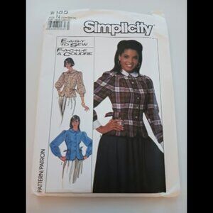 Vintage Simplicity 8185 Misses Long Sleeved Fitted Blouses Sizes 10-12-14